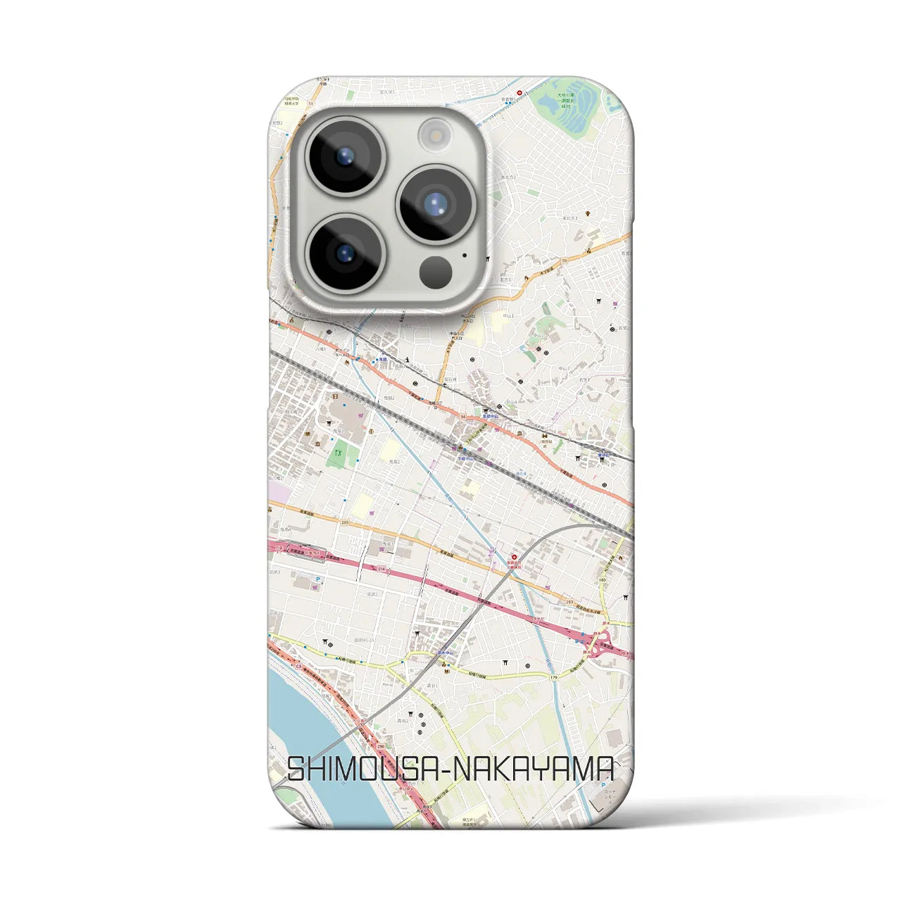 【下総中山】地図柄iPhoneケース（バックカバータイプ・ナチュラル）iPhone 15 Pro 用
