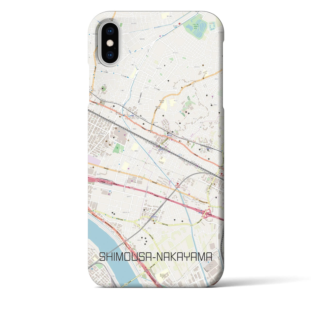 【下総中山】地図柄iPhoneケース（バックカバータイプ・ナチュラル）iPhone XS Max 用