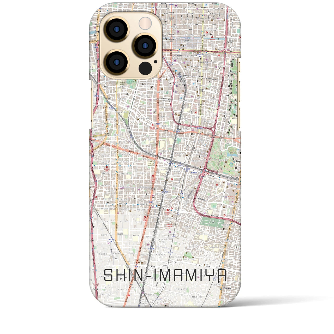 【新今宮】地図柄iPhoneケース（バックカバータイプ・ナチュラル）iPhone 12 Pro Max 用