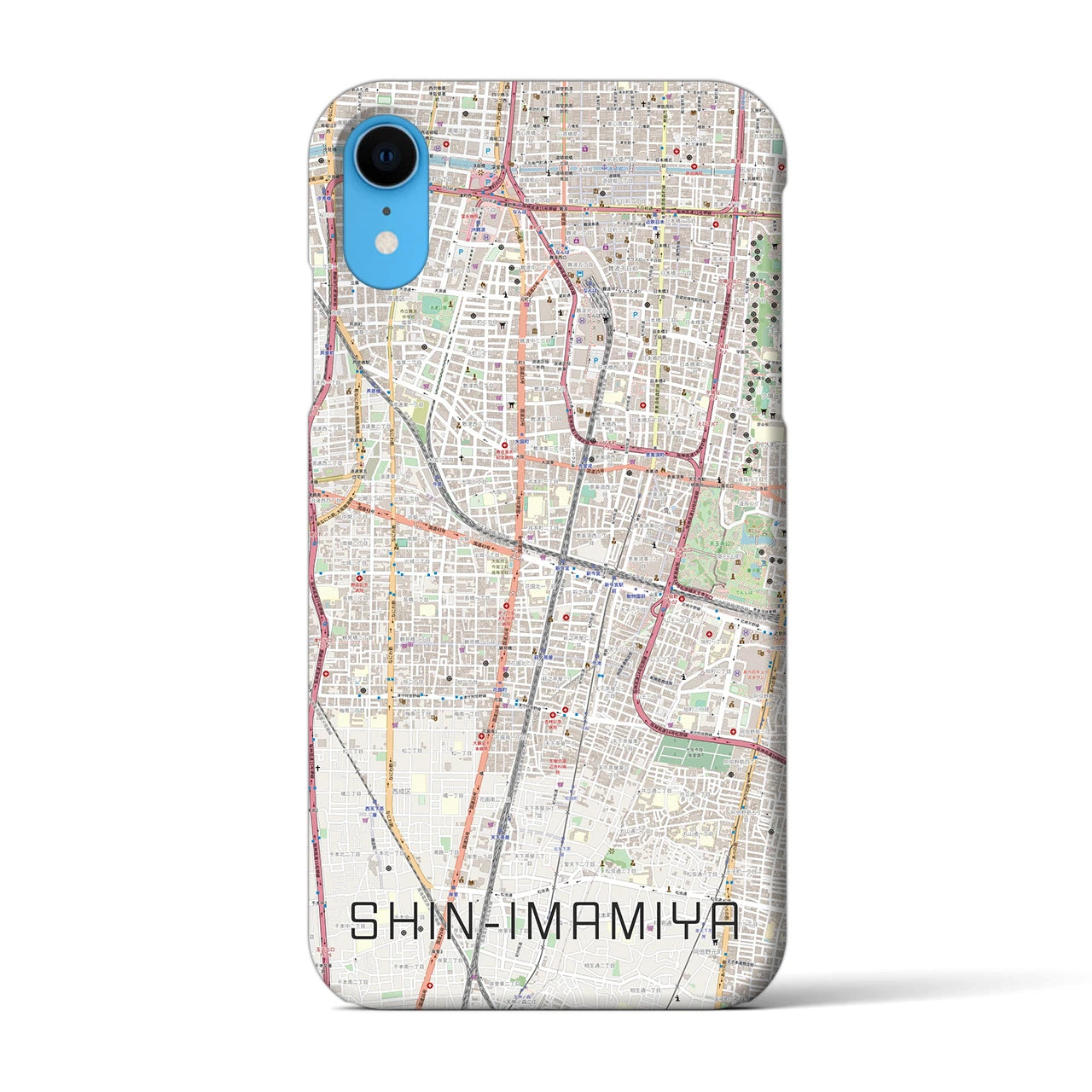 【新今宮】地図柄iPhoneケース（バックカバータイプ・ナチュラル）iPhone XR 用