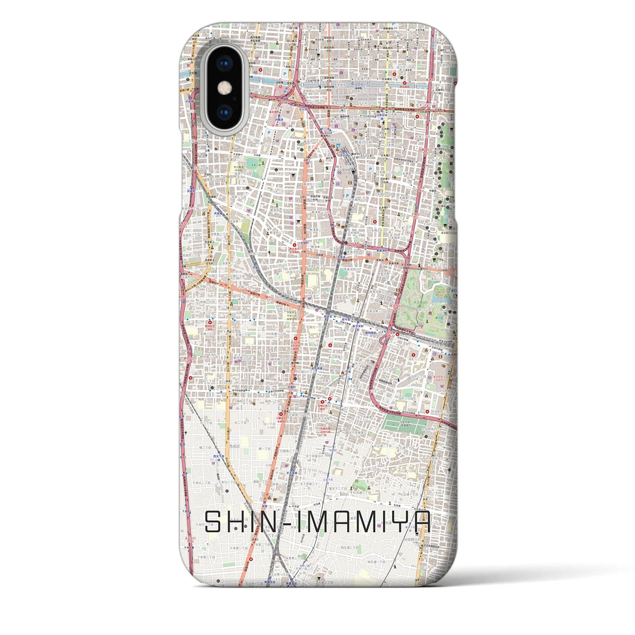 【新今宮】地図柄iPhoneケース（バックカバータイプ・ナチュラル）iPhone XS Max 用