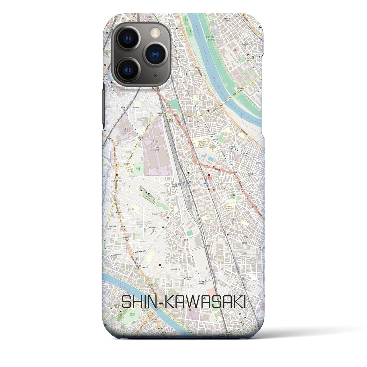 【新川崎】地図柄iPhoneケース（バックカバータイプ・ナチュラル）iPhone 11 Pro Max 用