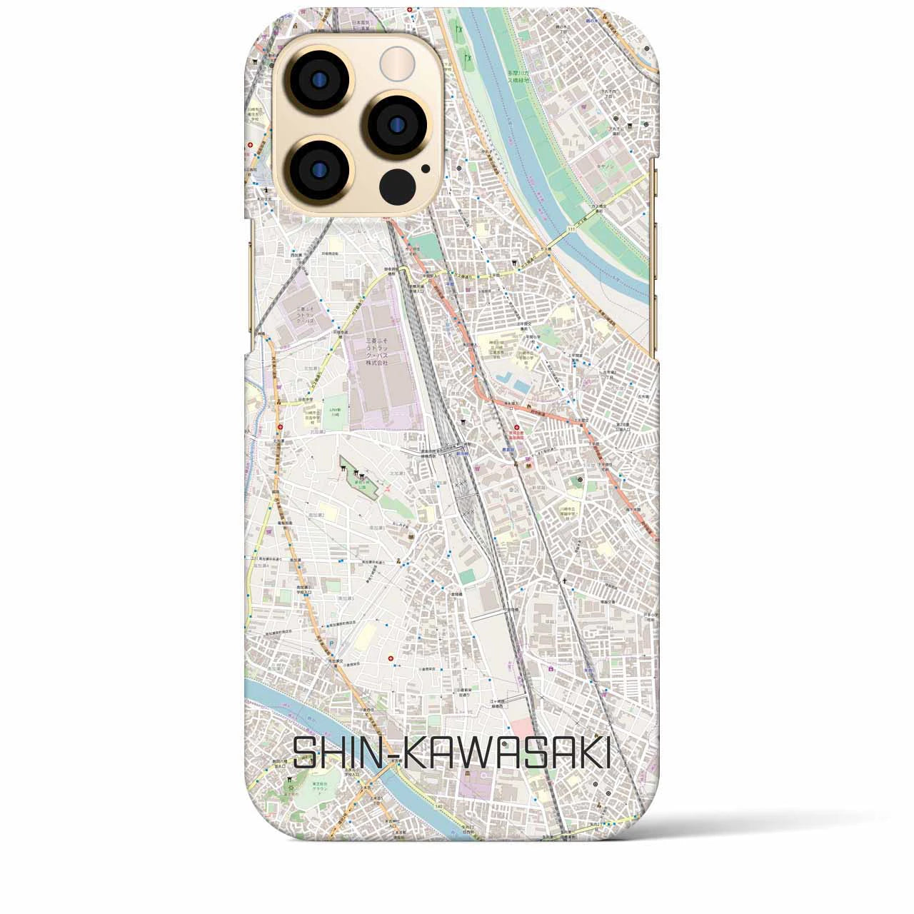 【新川崎】地図柄iPhoneケース（バックカバータイプ・ナチュラル）iPhone 12 Pro Max 用