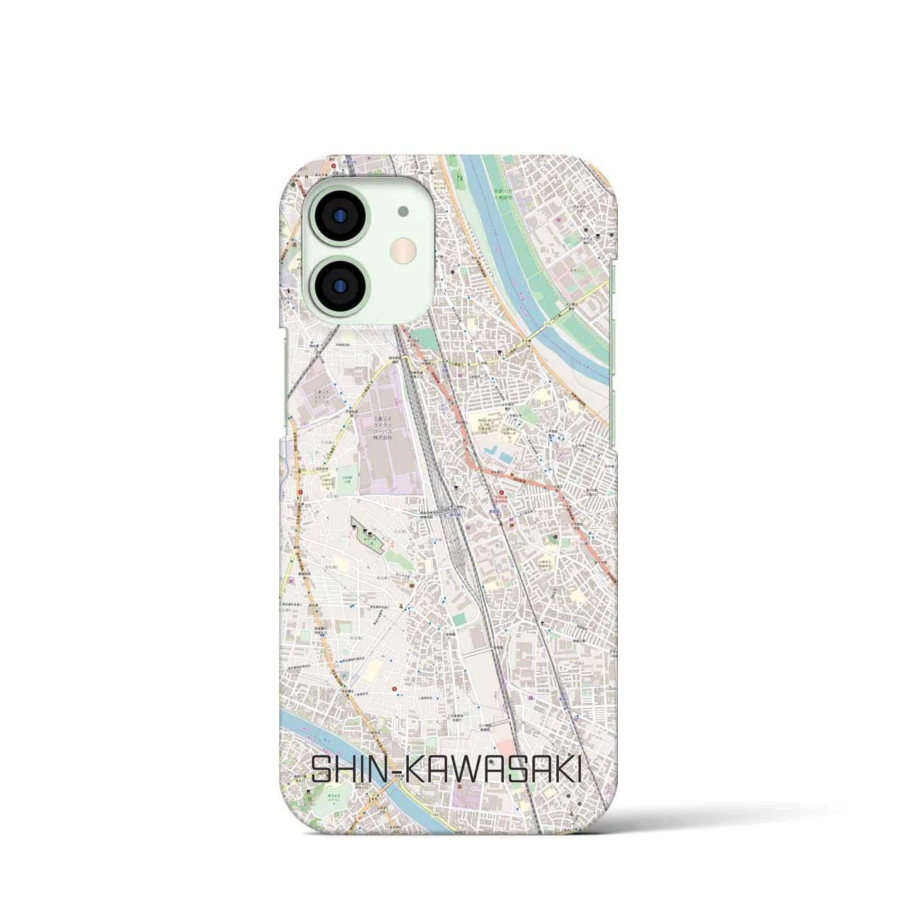 【新川崎】地図柄iPhoneケース（バックカバータイプ・ナチュラル）iPhone 12 mini 用