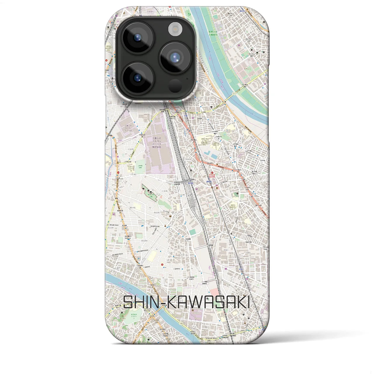 【新川崎】地図柄iPhoneケース（バックカバータイプ・ナチュラル）iPhone 15 Pro Max 用