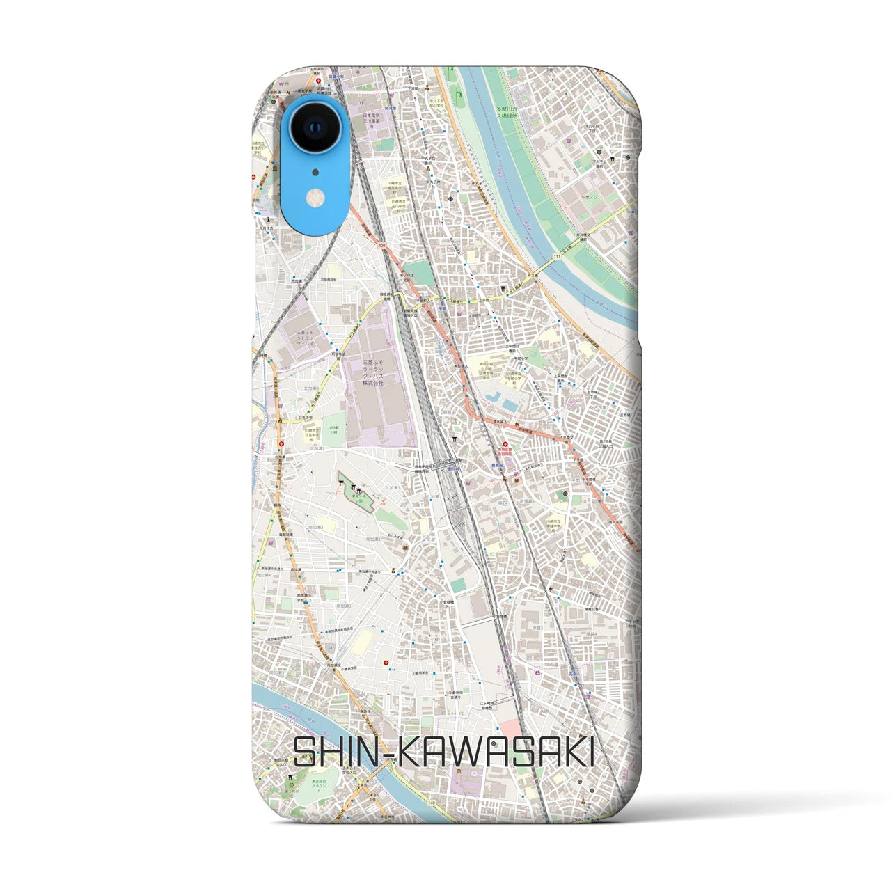 【新川崎】地図柄iPhoneケース（バックカバータイプ・ナチュラル）iPhone XR 用