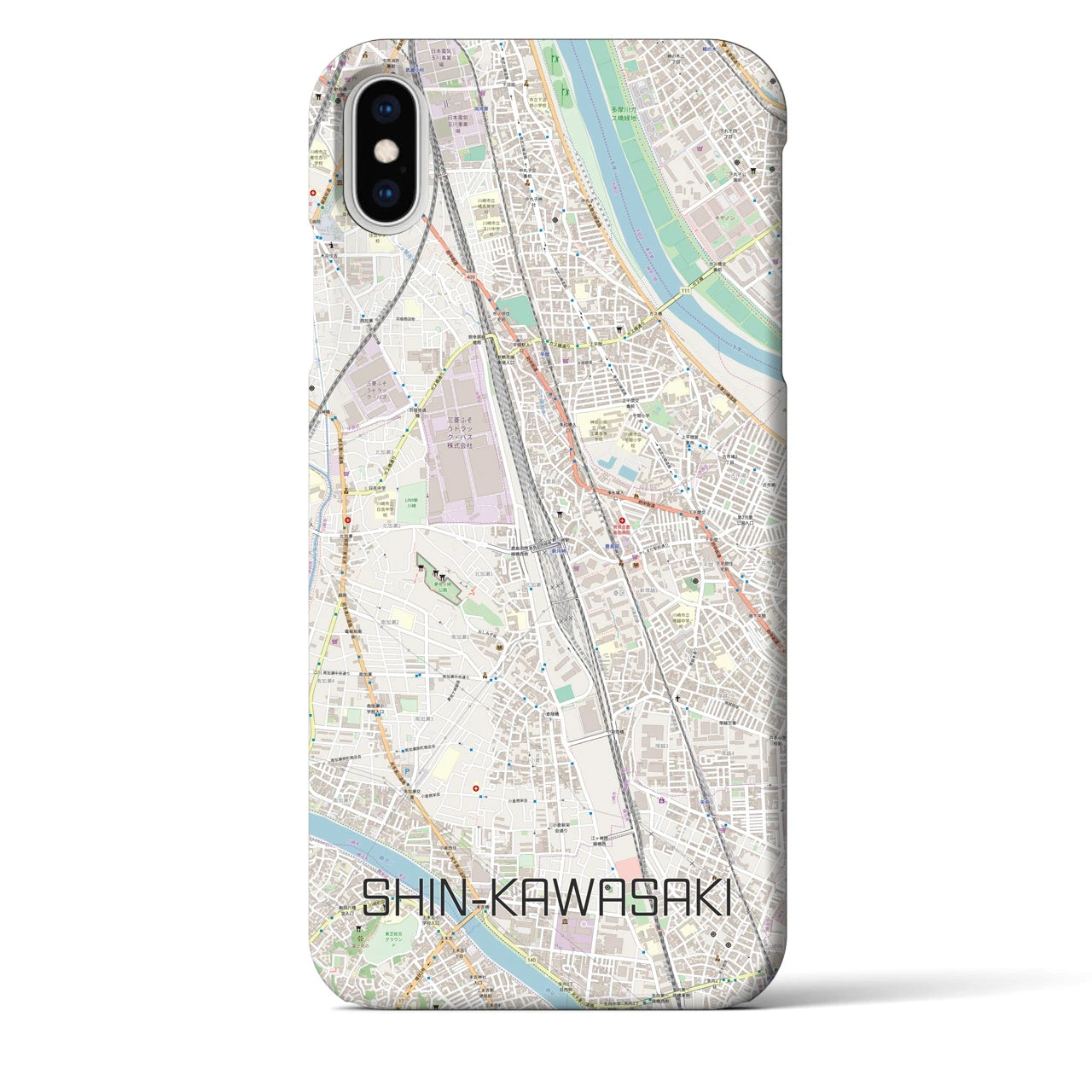 【新川崎】地図柄iPhoneケース（バックカバータイプ・ナチュラル）iPhone XS Max 用