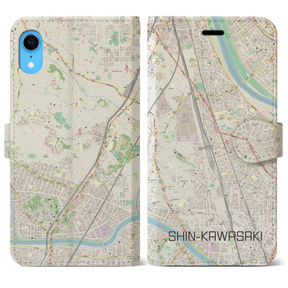 【新川崎】地図柄iPhoneケース（手帳両面タイプ・ナチュラル）iPhone XR 用