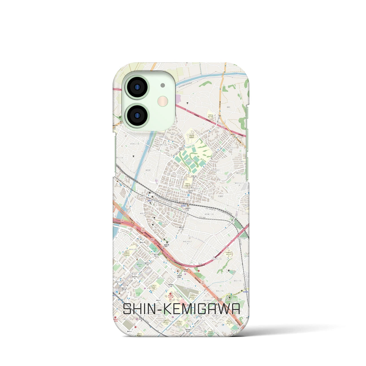 【新検見川】地図柄iPhoneケース（バックカバータイプ・ナチュラル）iPhone 12 mini 用