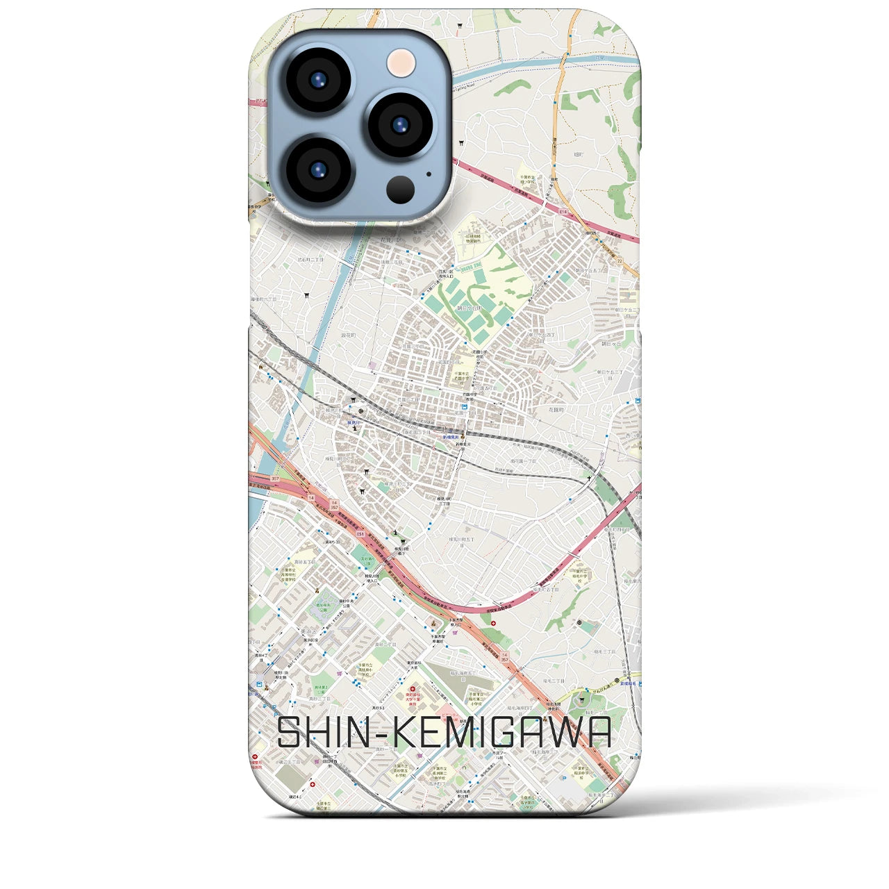【新検見川】地図柄iPhoneケース（バックカバータイプ・ナチュラル）iPhone 13 Pro Max 用