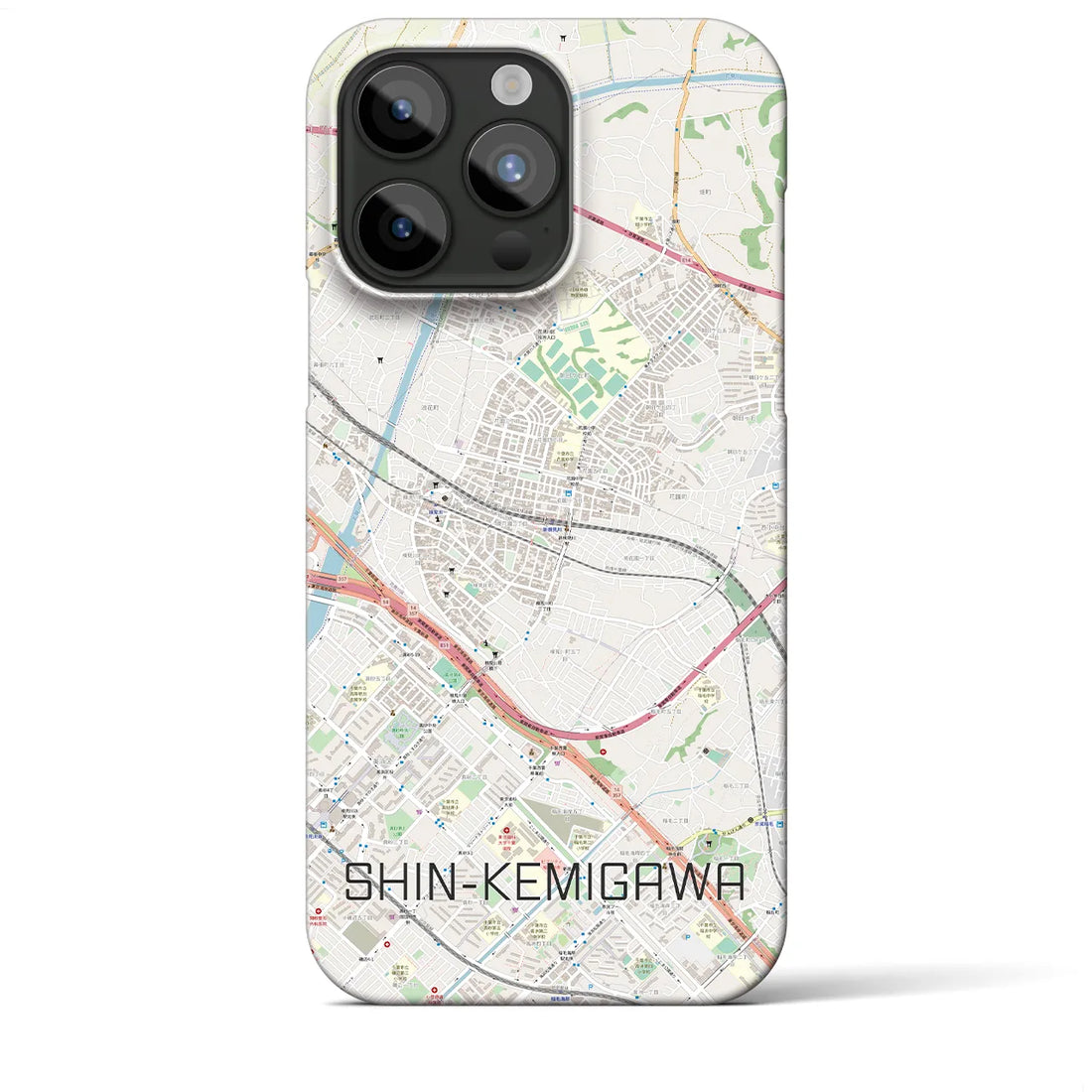 【新検見川】地図柄iPhoneケース（バックカバータイプ・ナチュラル）iPhone 15 Pro Max 用