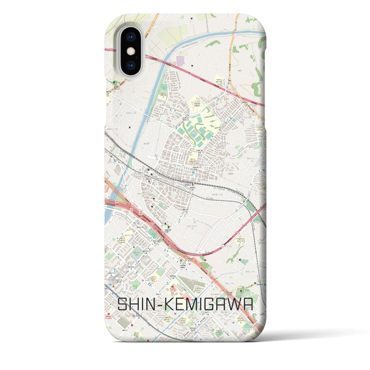 【新検見川】地図柄iPhoneケース（バックカバータイプ・ナチュラル）iPhone XS Max 用