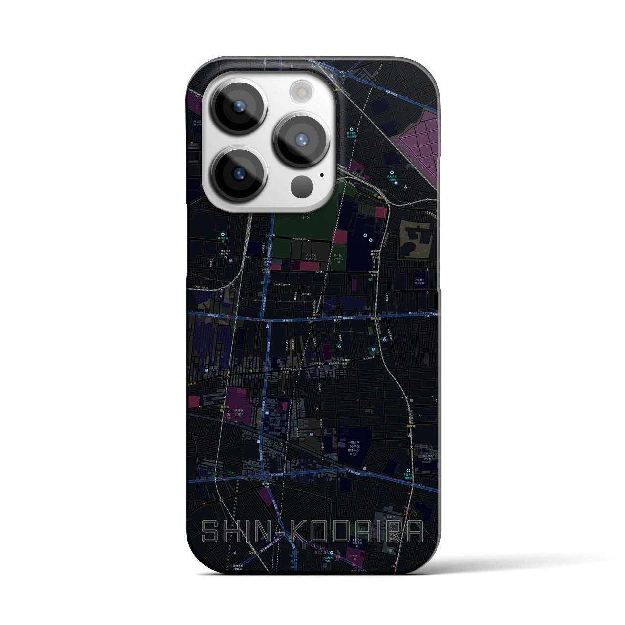 【新小平】地図柄iPhoneケース（バックカバータイプ・ブラック）iPhone 14 Pro 用
