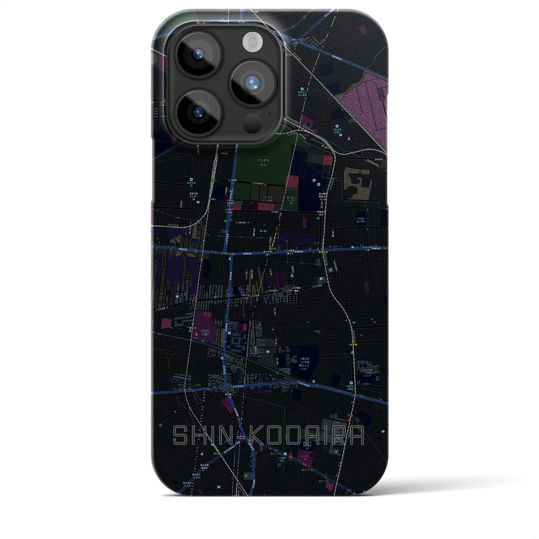 【新小平】地図柄iPhoneケース（バックカバータイプ・ブラック）iPhone 15 Pro Max 用