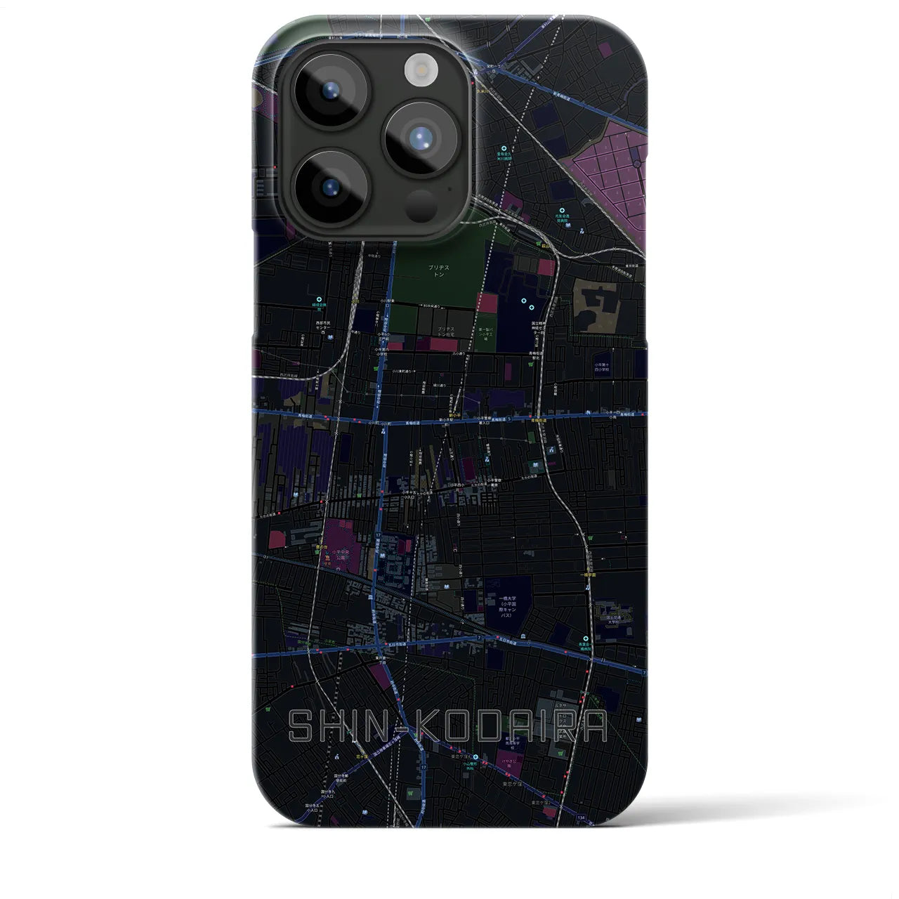 【新小平】地図柄iPhoneケース（バックカバータイプ・ブラック）iPhone 15 Pro Max 用