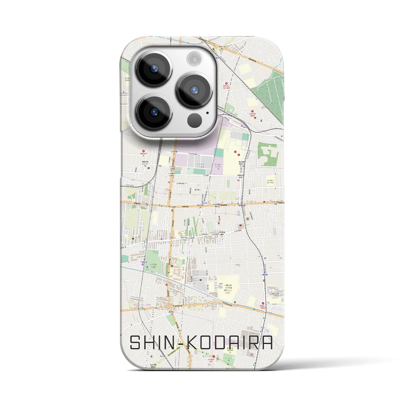 【新小平】地図柄iPhoneケース（バックカバータイプ・ナチュラル）iPhone 14 Pro 用