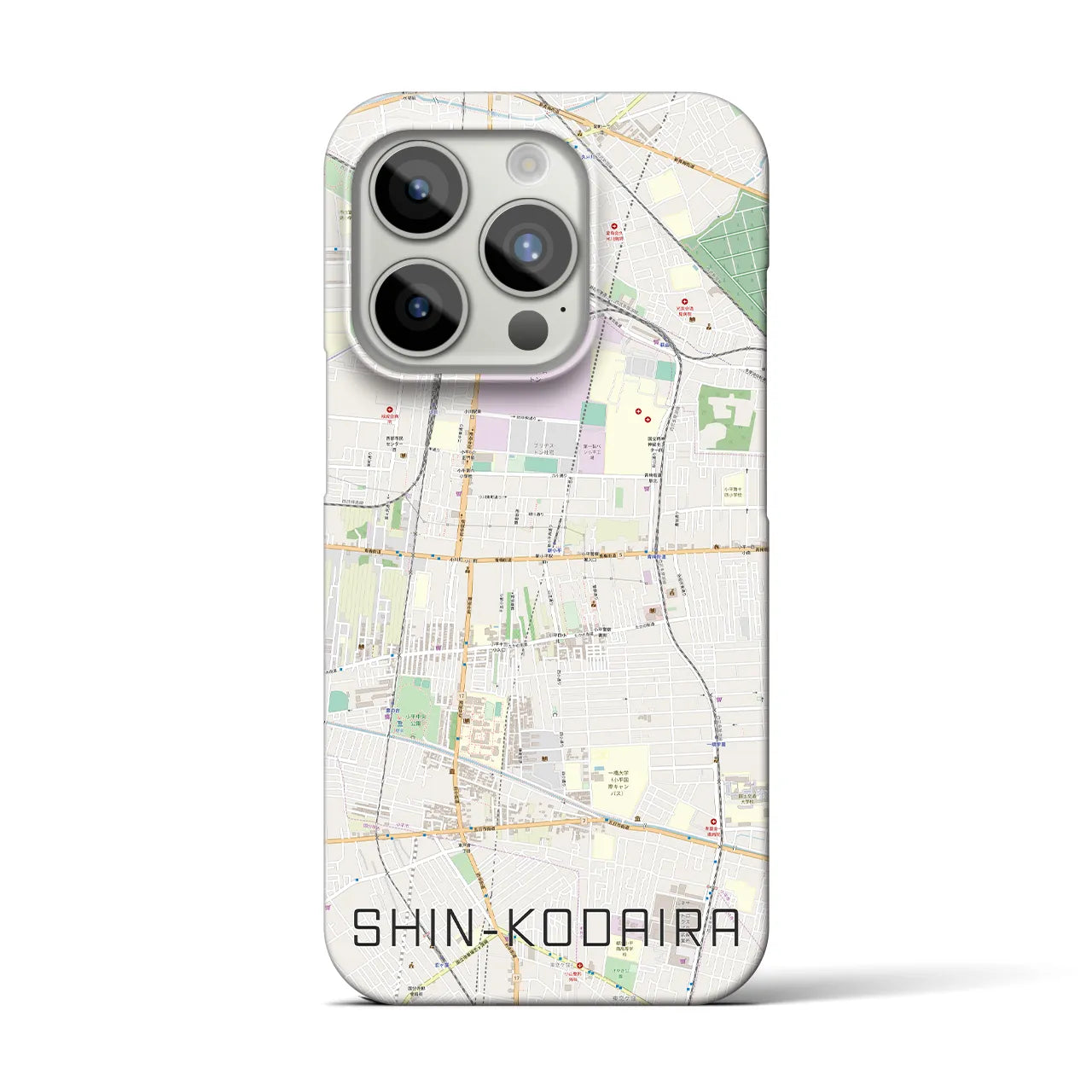【新小平】地図柄iPhoneケース（バックカバータイプ・ナチュラル）iPhone 15 Pro 用