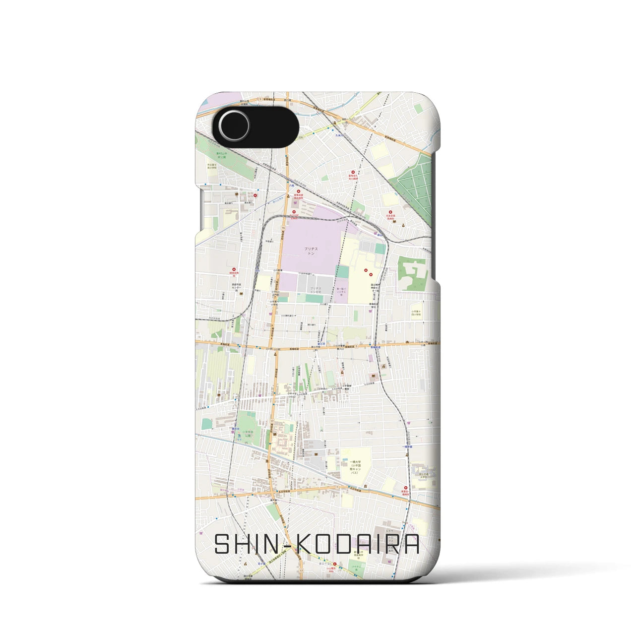 【新小平】地図柄iPhoneケース（バックカバータイプ・ナチュラル）iPhone SE（第3 / 第2世代） / 8 / 7 / 6s / 6 用