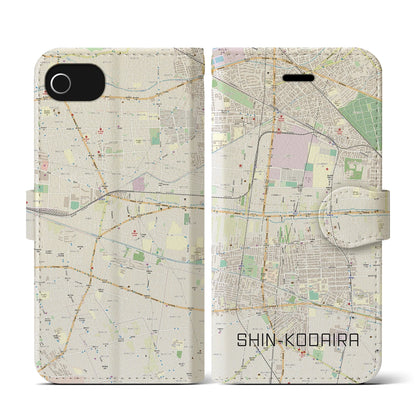 【新小平（東京都）】地図柄iPhoneケース（手帳タイプ）ナチュラル・iPhone SE（第3 / 第2世代） / 8 / 7 / 6s / 6 用