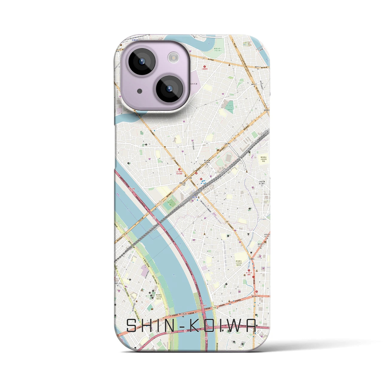 【新小岩】地図柄iPhoneケース（バックカバータイプ・ナチュラル）iPhone 14 用
