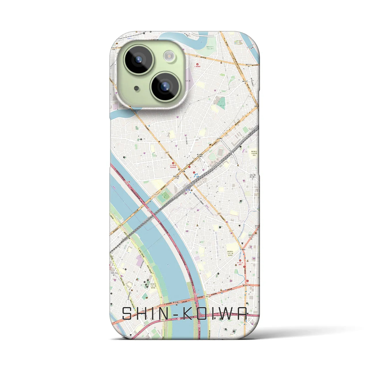 【新小岩】地図柄iPhoneケース（バックカバータイプ・ナチュラル）iPhone 15 用