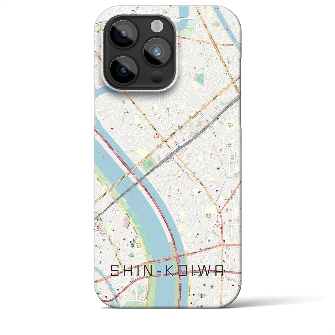 【新小岩】地図柄iPhoneケース（バックカバータイプ・ナチュラル）iPhone 15 Pro Max 用
