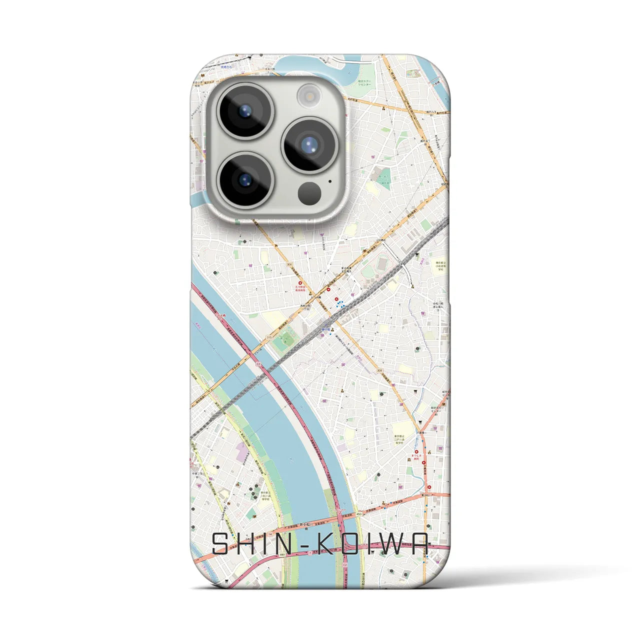【新小岩】地図柄iPhoneケース（バックカバータイプ・ナチュラル）iPhone 15 Pro 用
