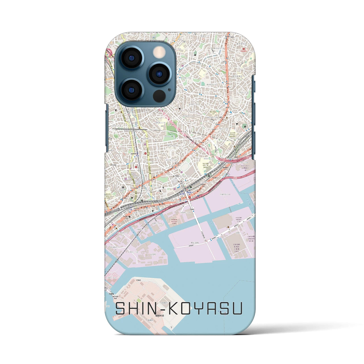 【新子安】地図柄iPhoneケース（バックカバータイプ・ナチュラル）iPhone 12 / 12 Pro 用