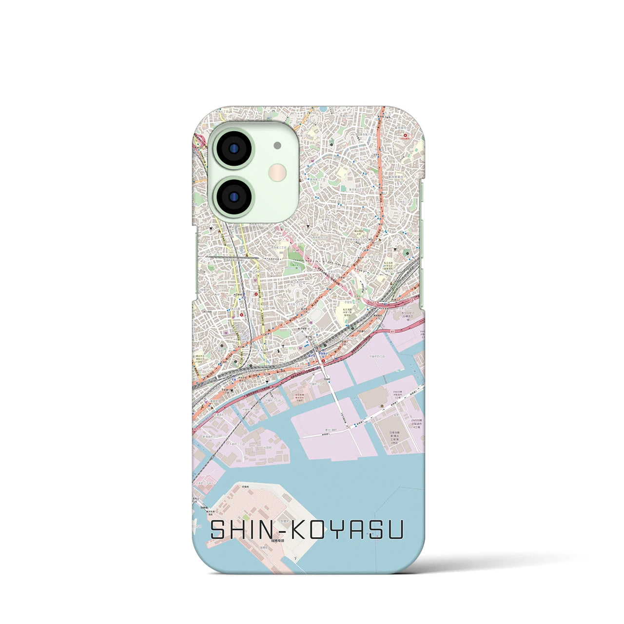 【新子安】地図柄iPhoneケース（バックカバータイプ・ナチュラル）iPhone 12 mini 用