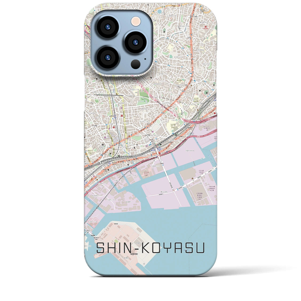 【新子安】地図柄iPhoneケース（バックカバータイプ・ナチュラル）iPhone 13 Pro Max 用