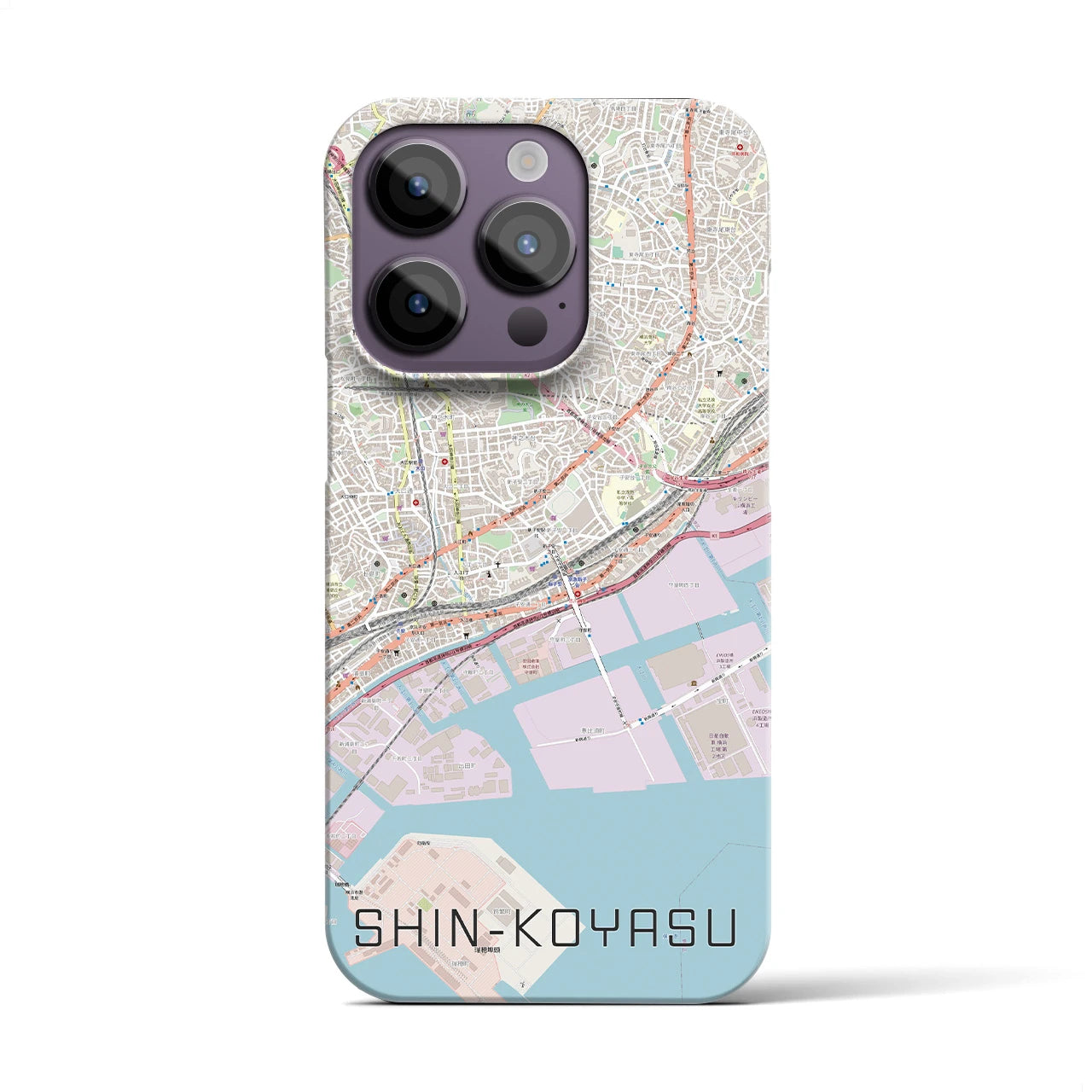 【新子安】地図柄iPhoneケース（バックカバータイプ・ナチュラル）iPhone 14 Pro 用