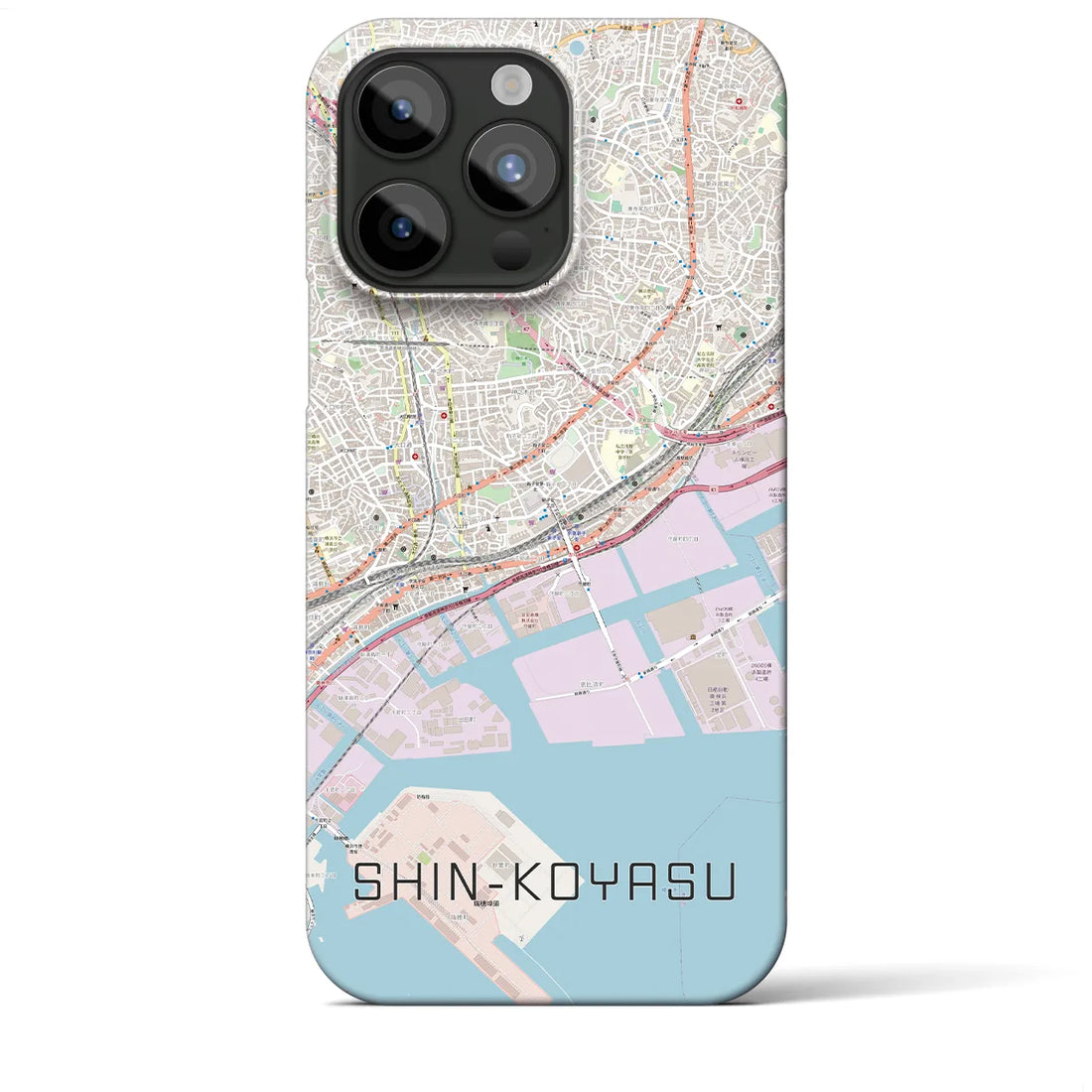 【新子安】地図柄iPhoneケース（バックカバータイプ・ナチュラル）iPhone 15 Pro Max 用
