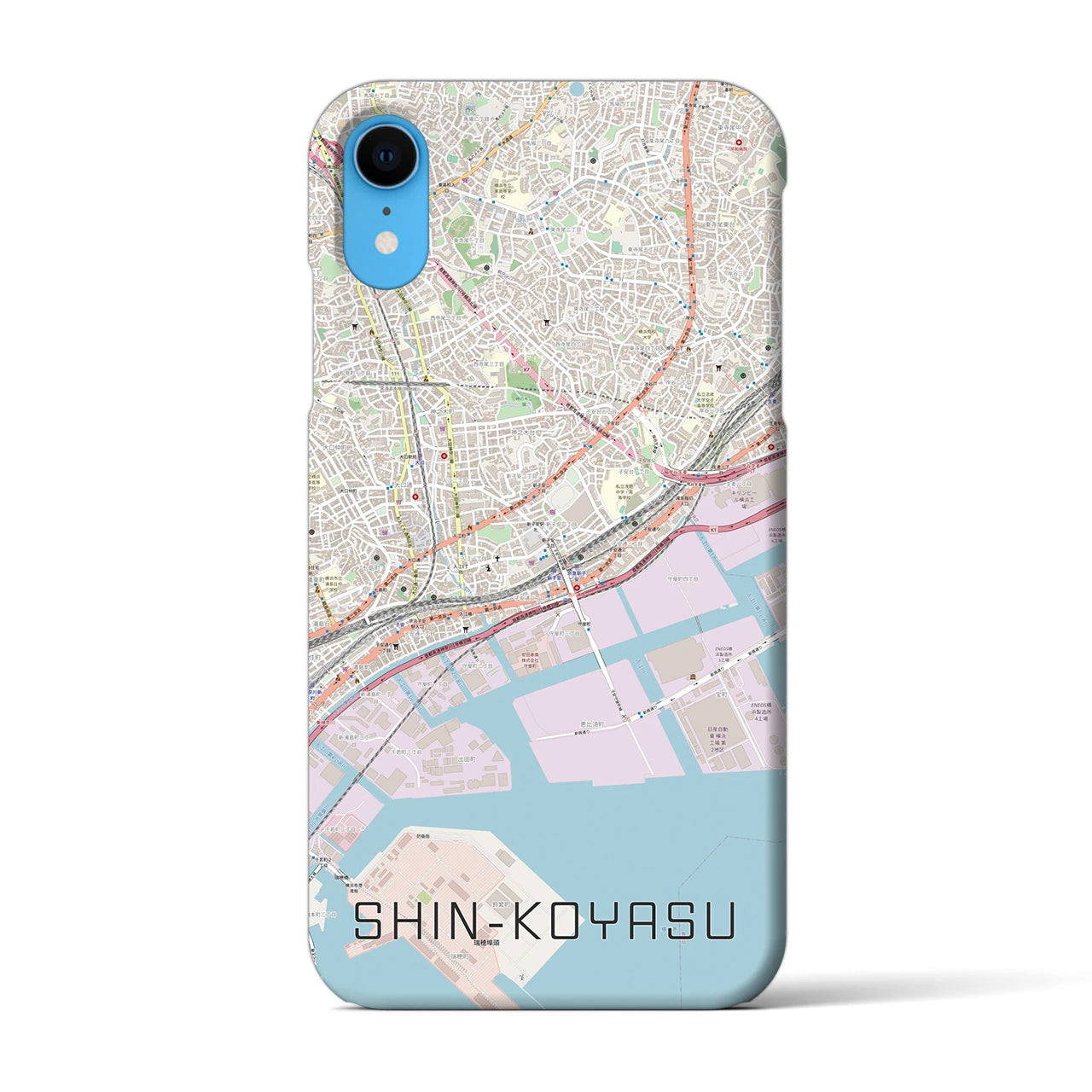 【新子安】地図柄iPhoneケース（バックカバータイプ・ナチュラル）iPhone XR 用