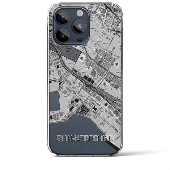 【新習志野】地図柄iPhoneケース（クリアタイプ・モノトーン）iPhone 15 Pro Max 用