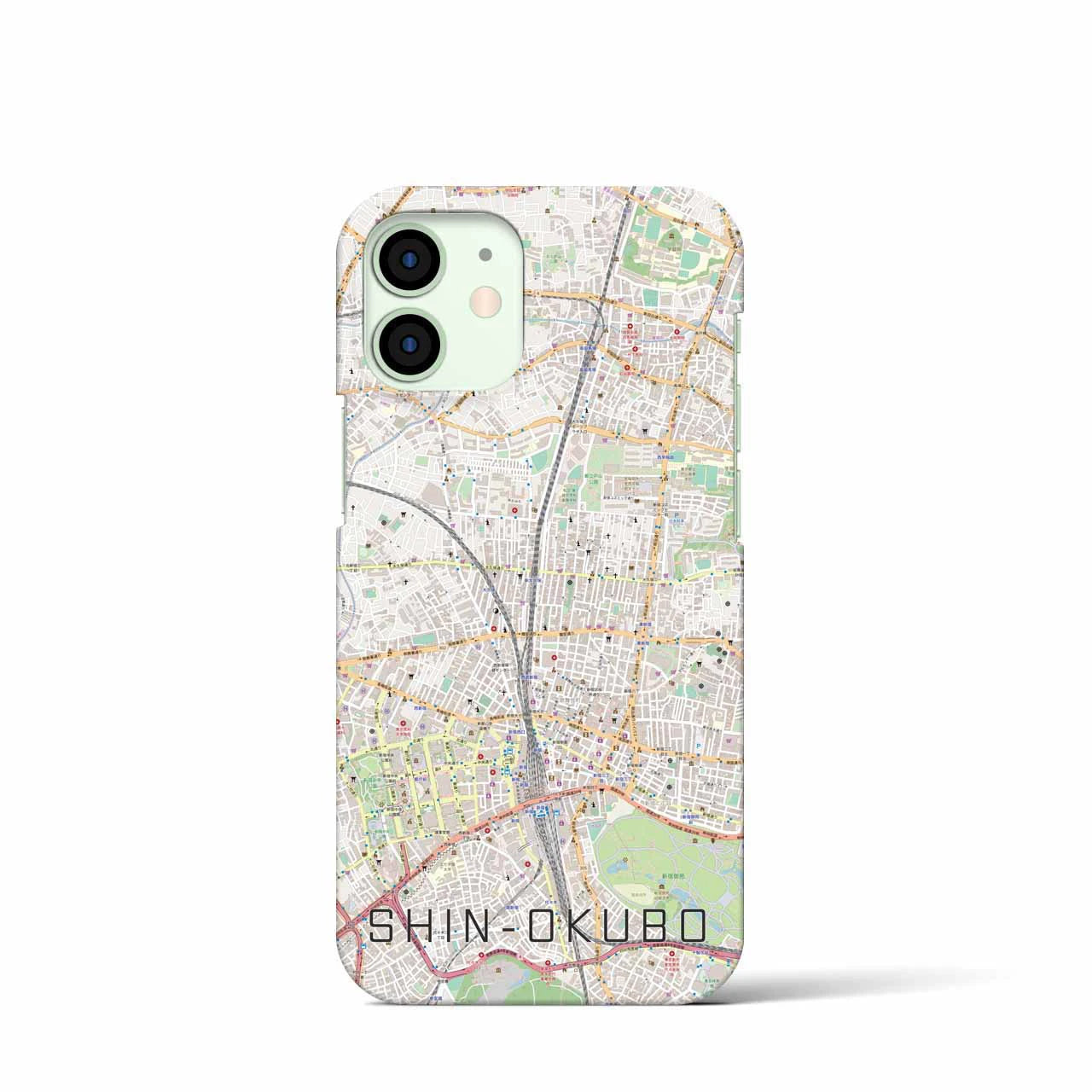 【新大久保】地図柄iPhoneケース（バックカバータイプ・ナチュラル）iPhone 12 mini 用