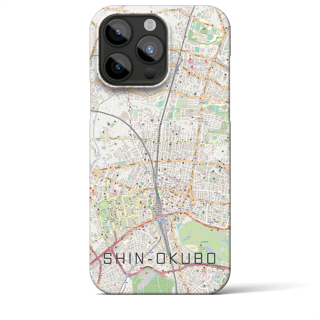 【新大久保】地図柄iPhoneケース（バックカバータイプ・ナチュラル）iPhone 15 Pro Max 用