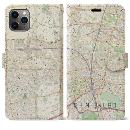 【新大久保（東京都）】地図柄iPhoneケース（手帳タイプ）ナチュラル・iPhone 11 Pro Max 用