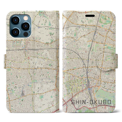 【新大久保（東京都）】地図柄iPhoneケース（手帳タイプ）ナチュラル・iPhone 12 / 12 Pro 用