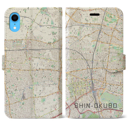 【新大久保（東京都）】地図柄iPhoneケース（手帳タイプ）ナチュラル・iPhone XR 用