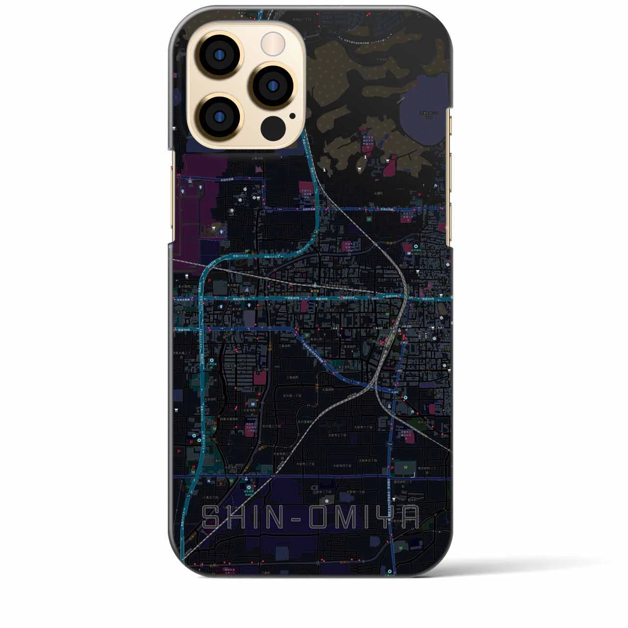 【新大宮】地図柄iPhoneケース（バックカバータイプ・ブラック）iPhone 12 Pro Max 用