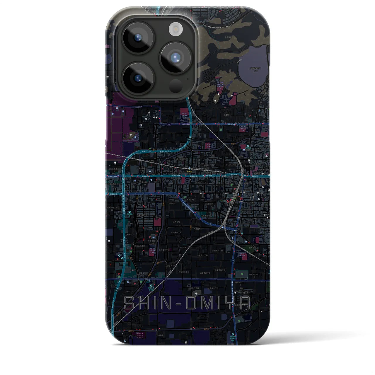 【新大宮】地図柄iPhoneケース（バックカバータイプ・ブラック）iPhone 15 Pro Max 用