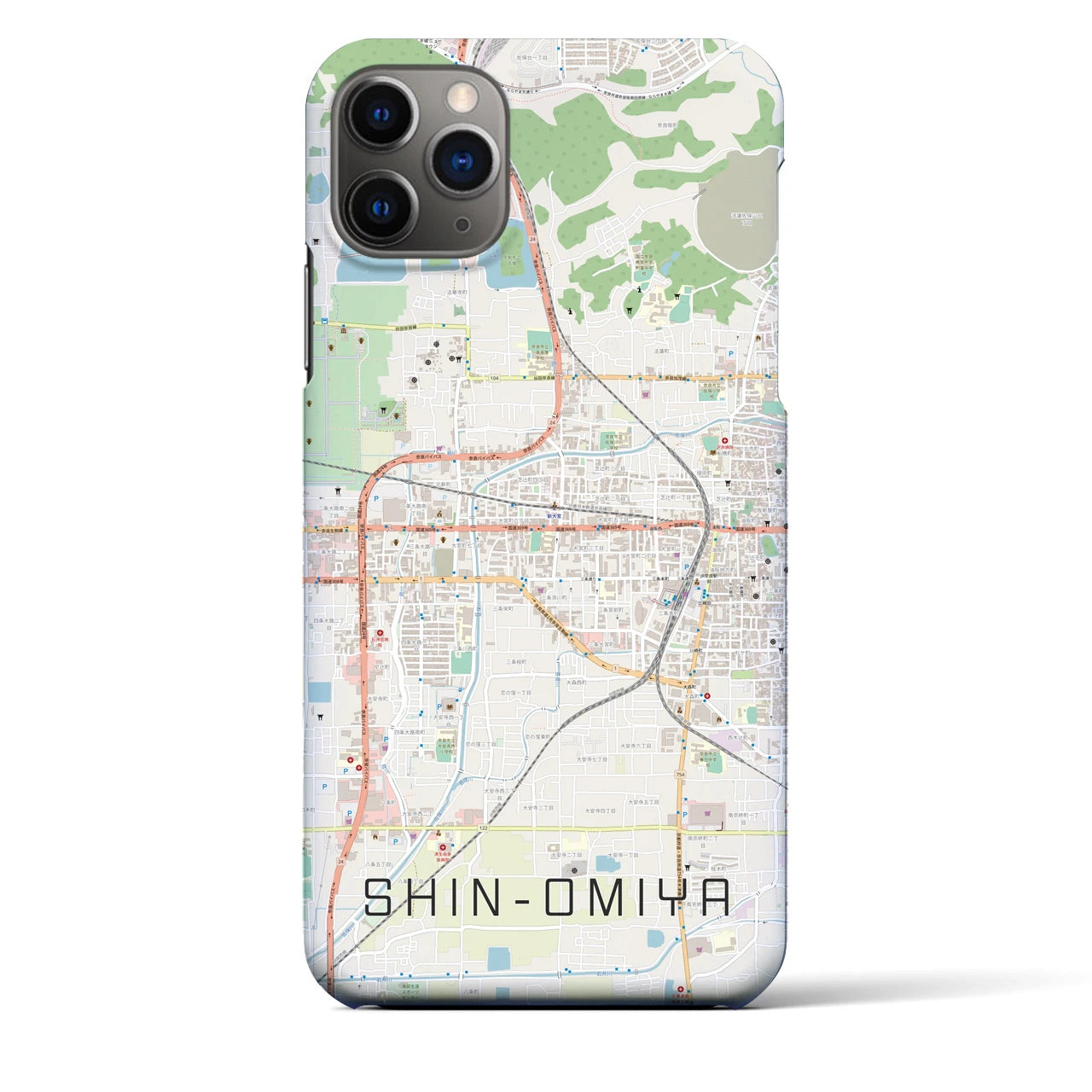 【新大宮】地図柄iPhoneケース（バックカバータイプ・ナチュラル）iPhone 11 Pro Max 用