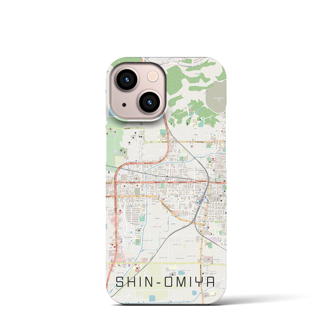 【新大宮】地図柄iPhoneケース（バックカバータイプ・ナチュラル）iPhone 13 mini 用