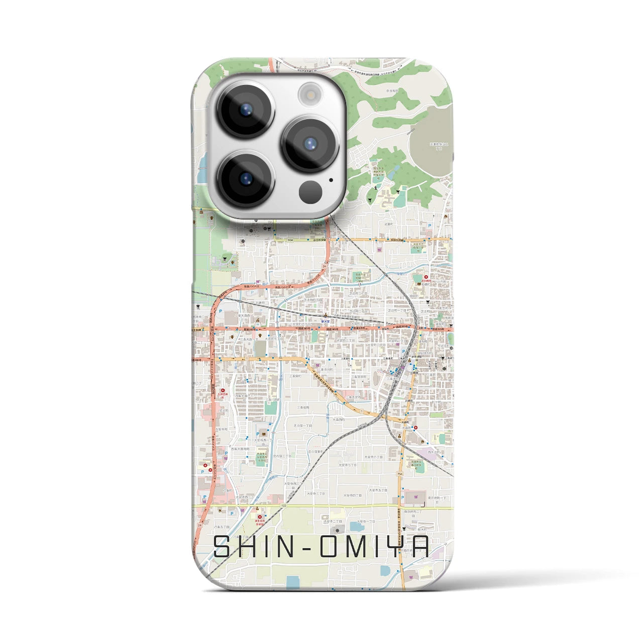 【新大宮】地図柄iPhoneケース（バックカバータイプ・ナチュラル）iPhone 14 Pro 用