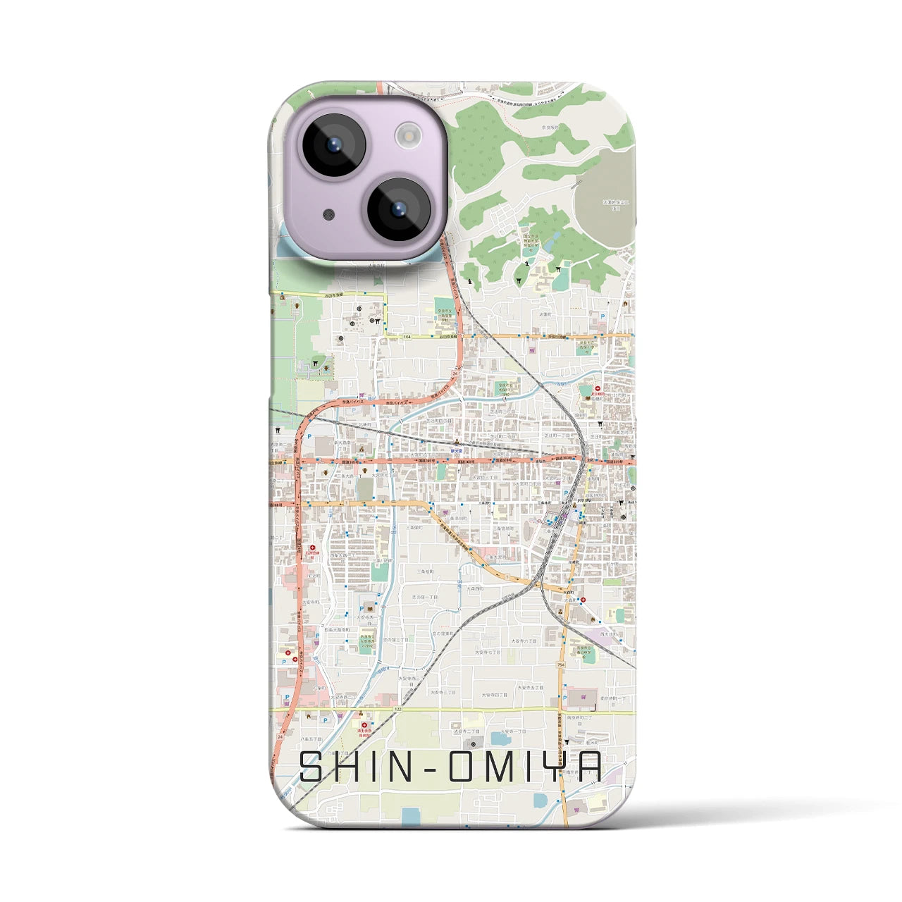 【新大宮】地図柄iPhoneケース（バックカバータイプ・ナチュラル）iPhone 14 用