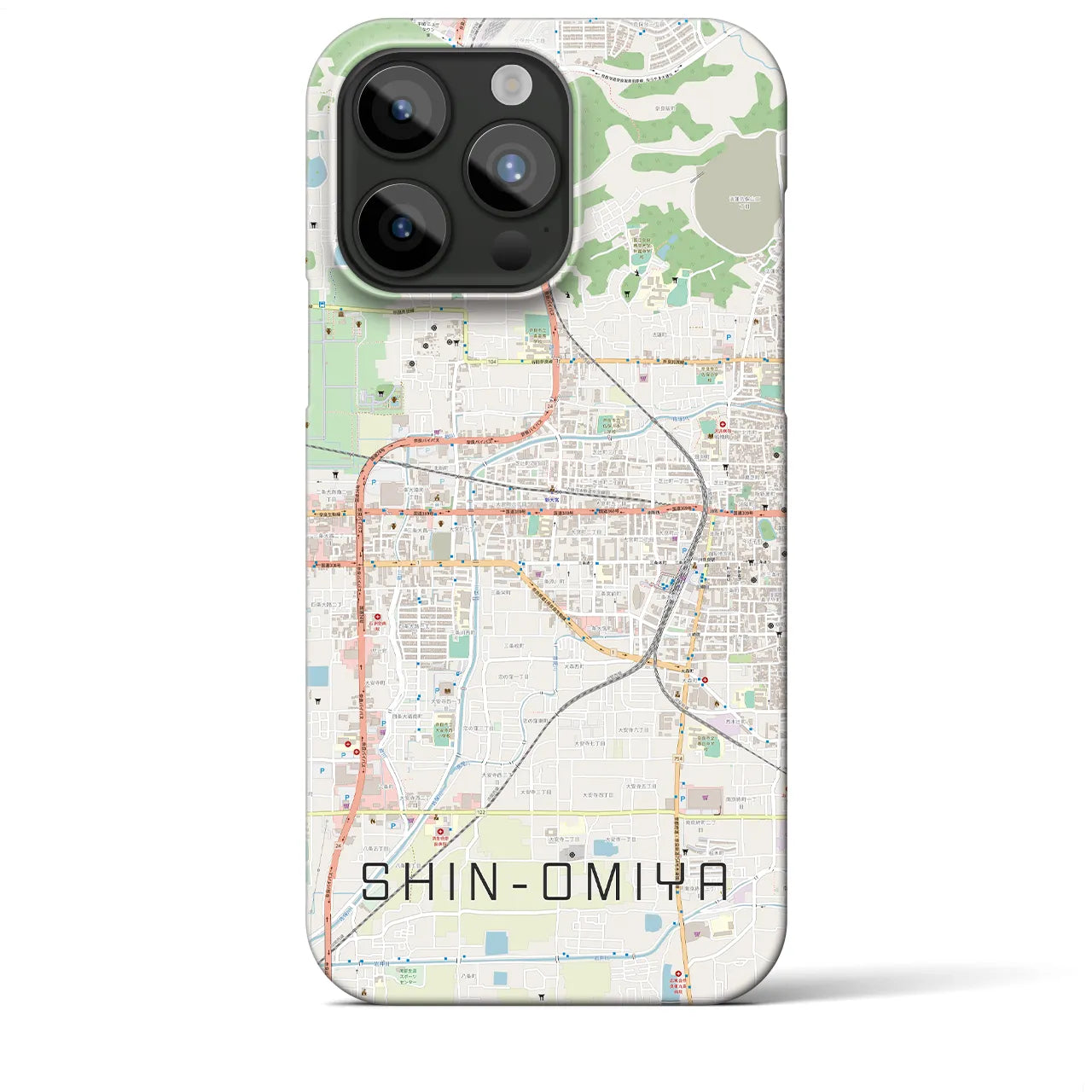 【新大宮】地図柄iPhoneケース（バックカバータイプ・ナチュラル）iPhone 15 Pro Max 用