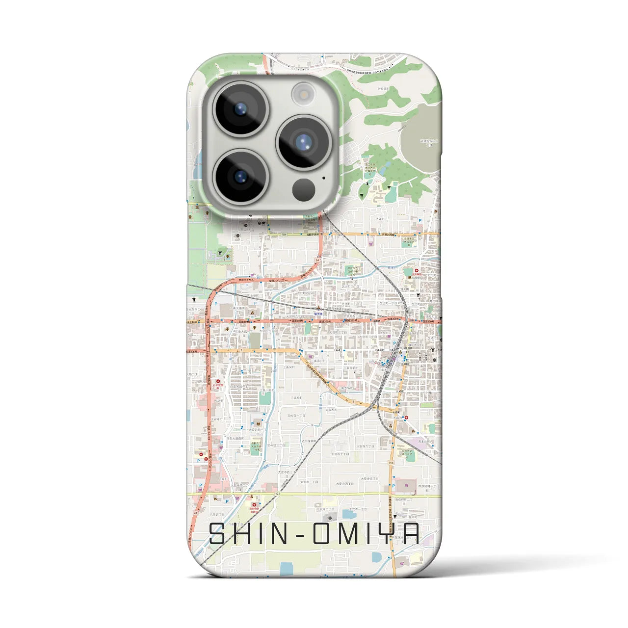【新大宮】地図柄iPhoneケース（バックカバータイプ・ナチュラル）iPhone 15 Pro 用