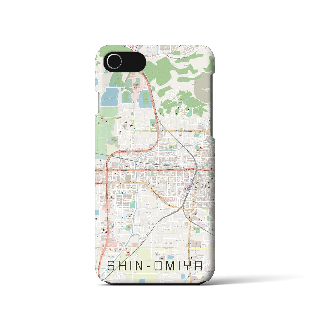 【新大宮】地図柄iPhoneケース（バックカバータイプ・ナチュラル）iPhone SE（第3 / 第2世代） / 8 / 7 / 6s / 6 用
