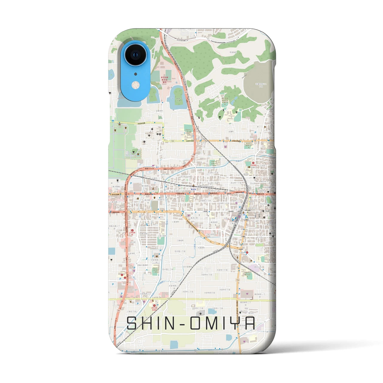 【新大宮】地図柄iPhoneケース（バックカバータイプ・ナチュラル）iPhone XR 用