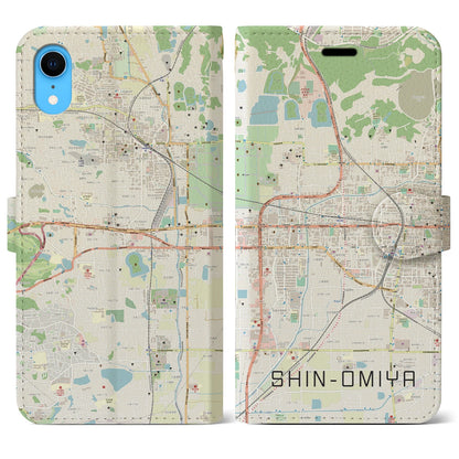 【新大宮（奈良県）】地図柄iPhoneケース（手帳タイプ）ナチュラル・iPhone XR 用